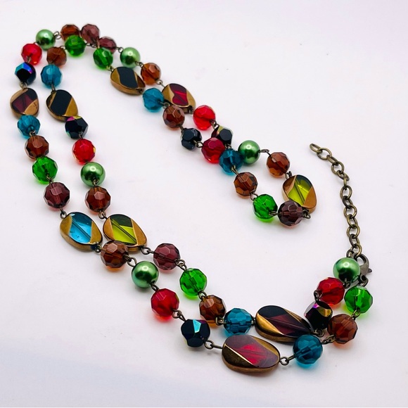 Gorgeous Vintage Long Strand Glass Beads in Vibrant Jewel Tone Colors - Picture 2 of 16